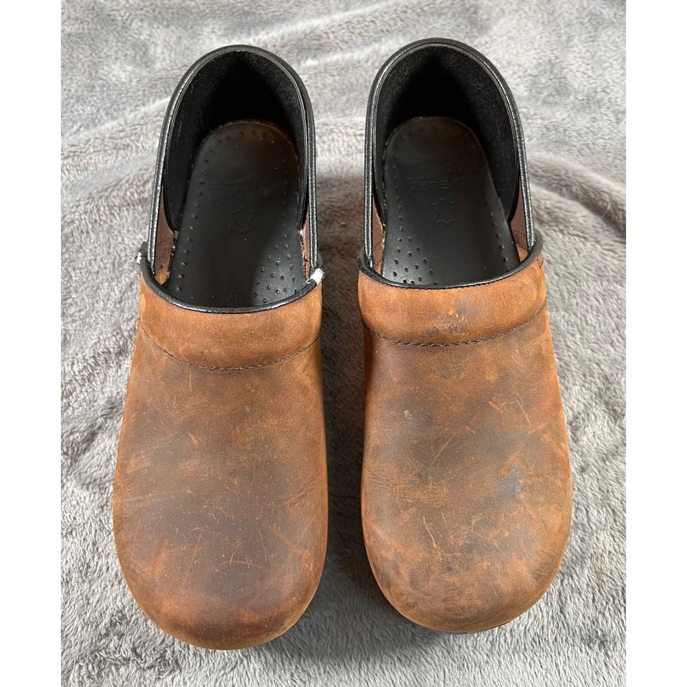 Dansko Professional Clogs Women 9.5/40 Brown Oiled Leather Slip On Comfort Shoes